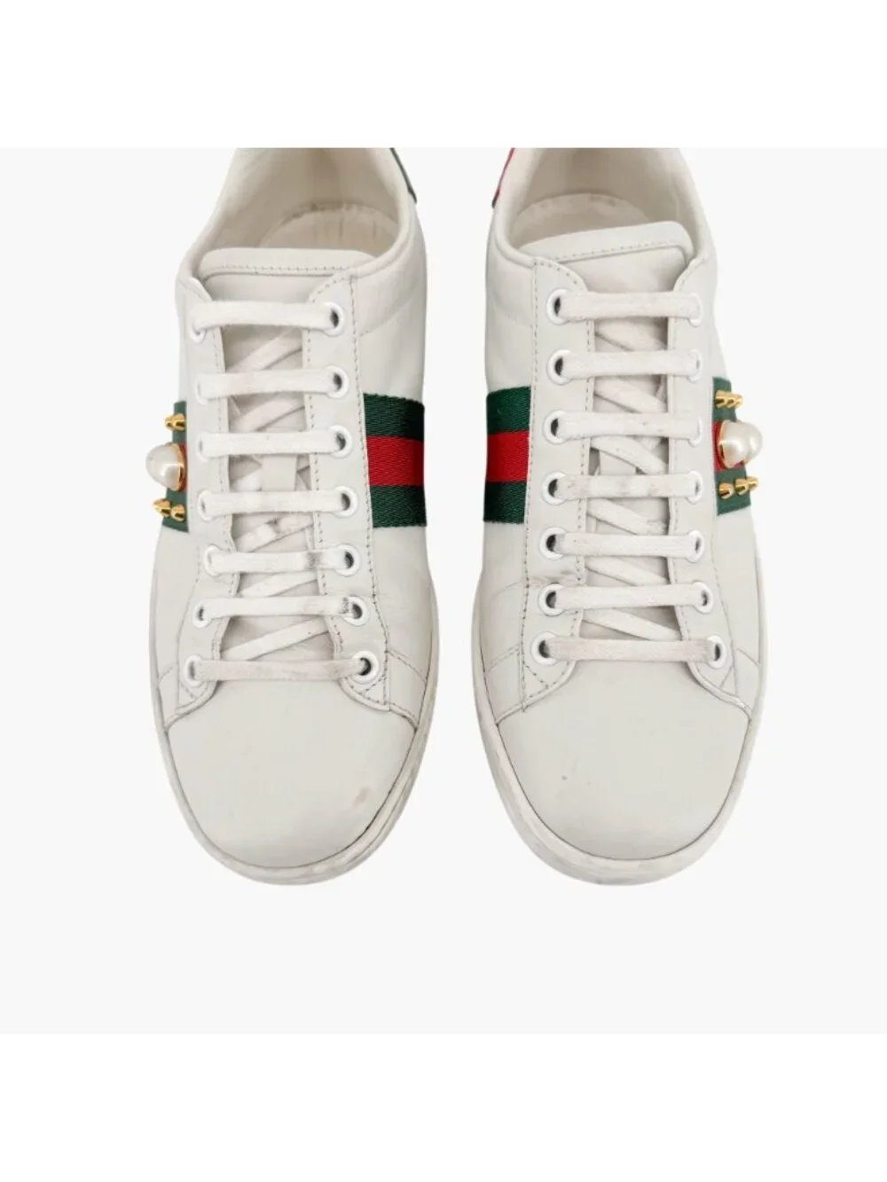 Gucci Ace Pearl Sneakers Size 36.5 US 6.5 White Leather Stud Spike Low Top Shoe